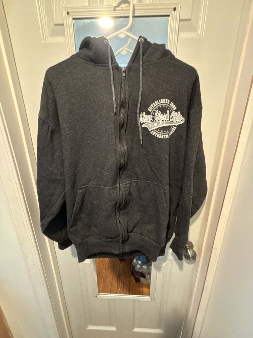 Life Authentic Apparel New York City The Big Apple Full Zip Hoodie Charcoal Gray